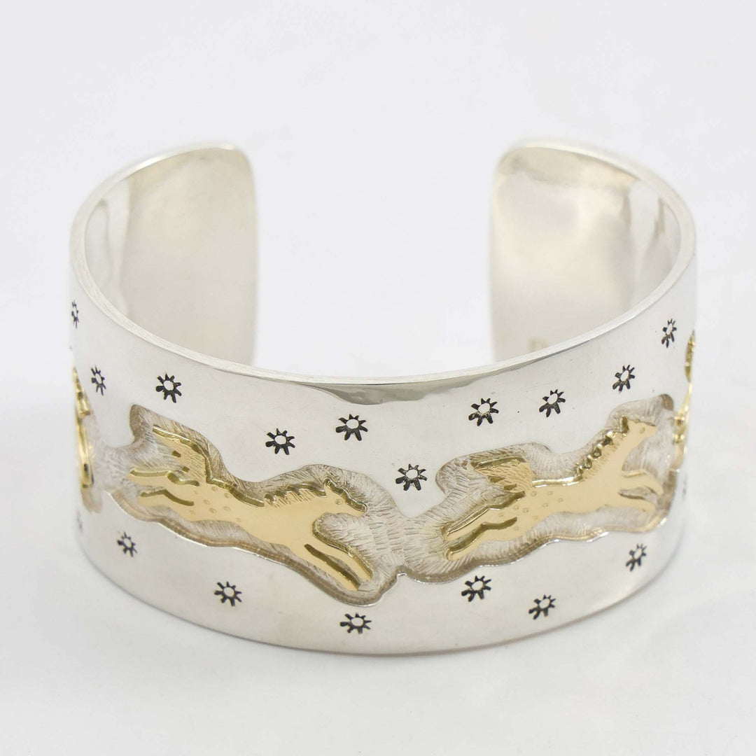 Gold on Silver Horse Cuff