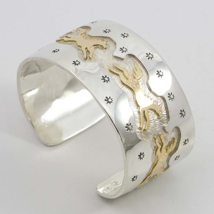 Gold on Silver Horse Cuff