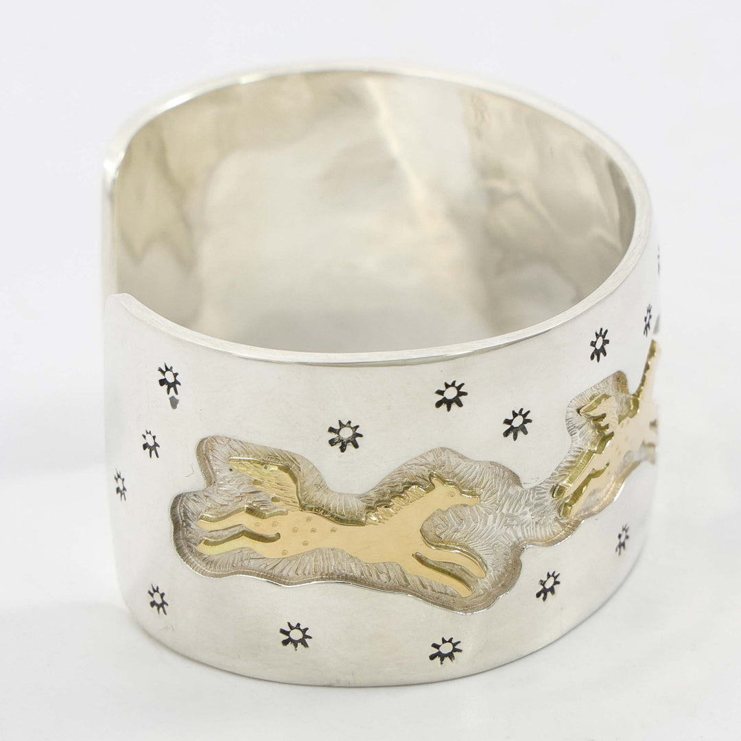 Gold on Silver Horse Cuff