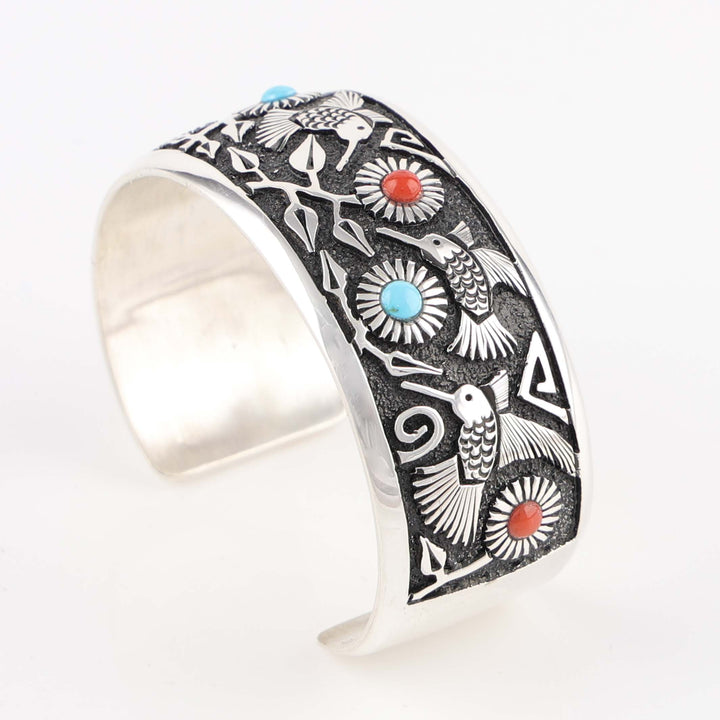 Hummingbird and Flower Cuff