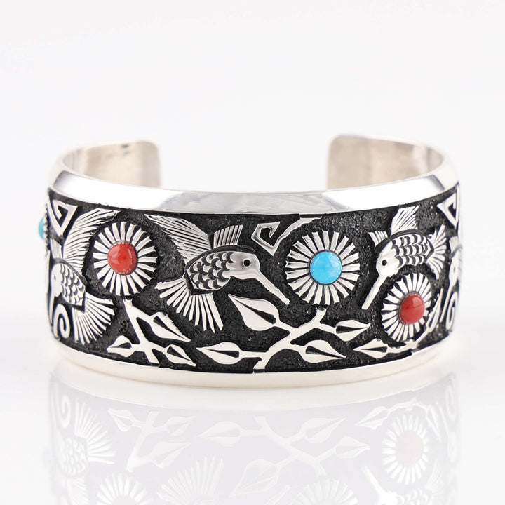 Hummingbird and Flower Cuff