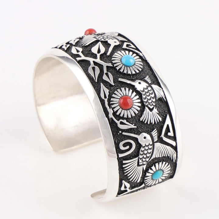 Hummingbird and Flower Cuff