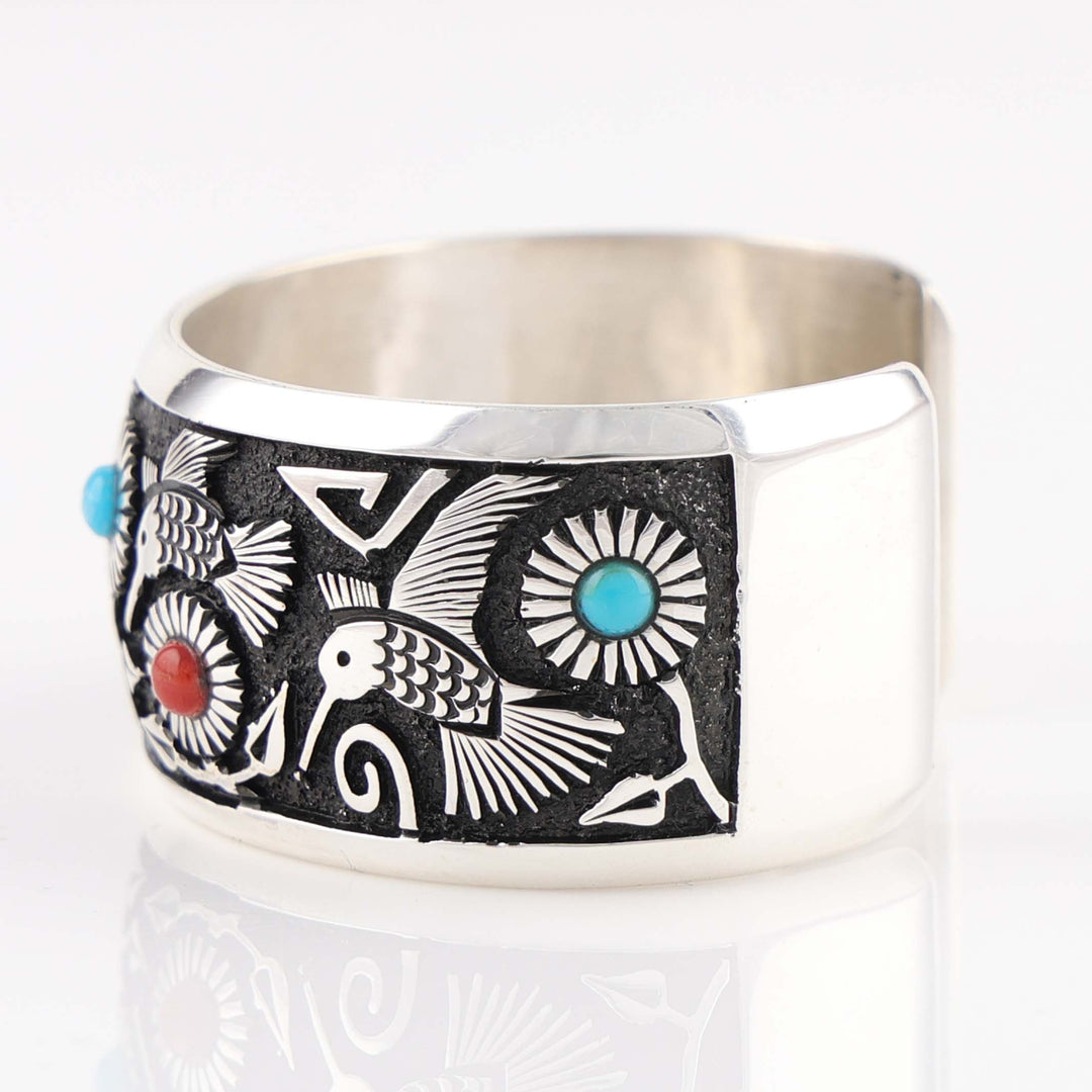 Hummingbird and Flower Cuff