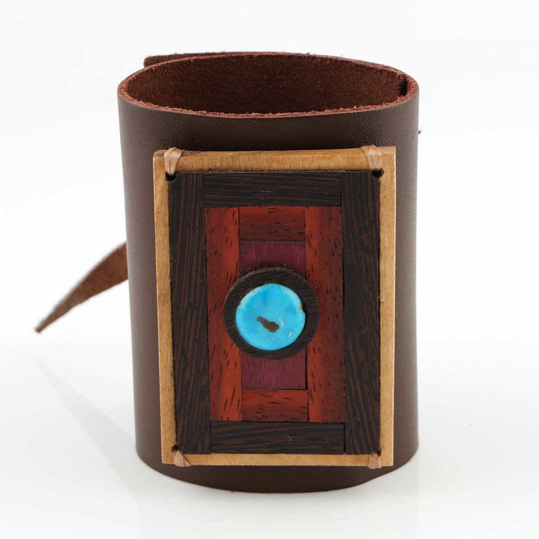 Kingman Turquoise Leather Cuff