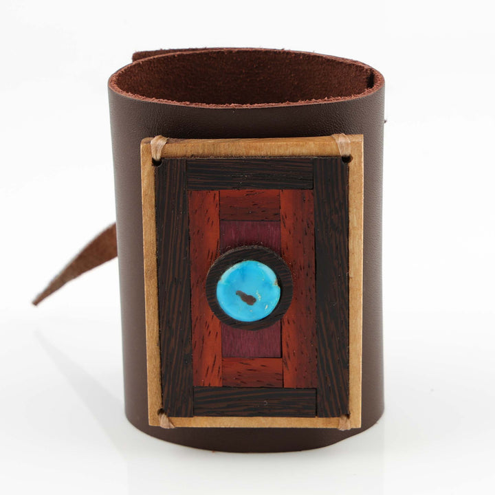 Kingman Turquoise Leather Cuff