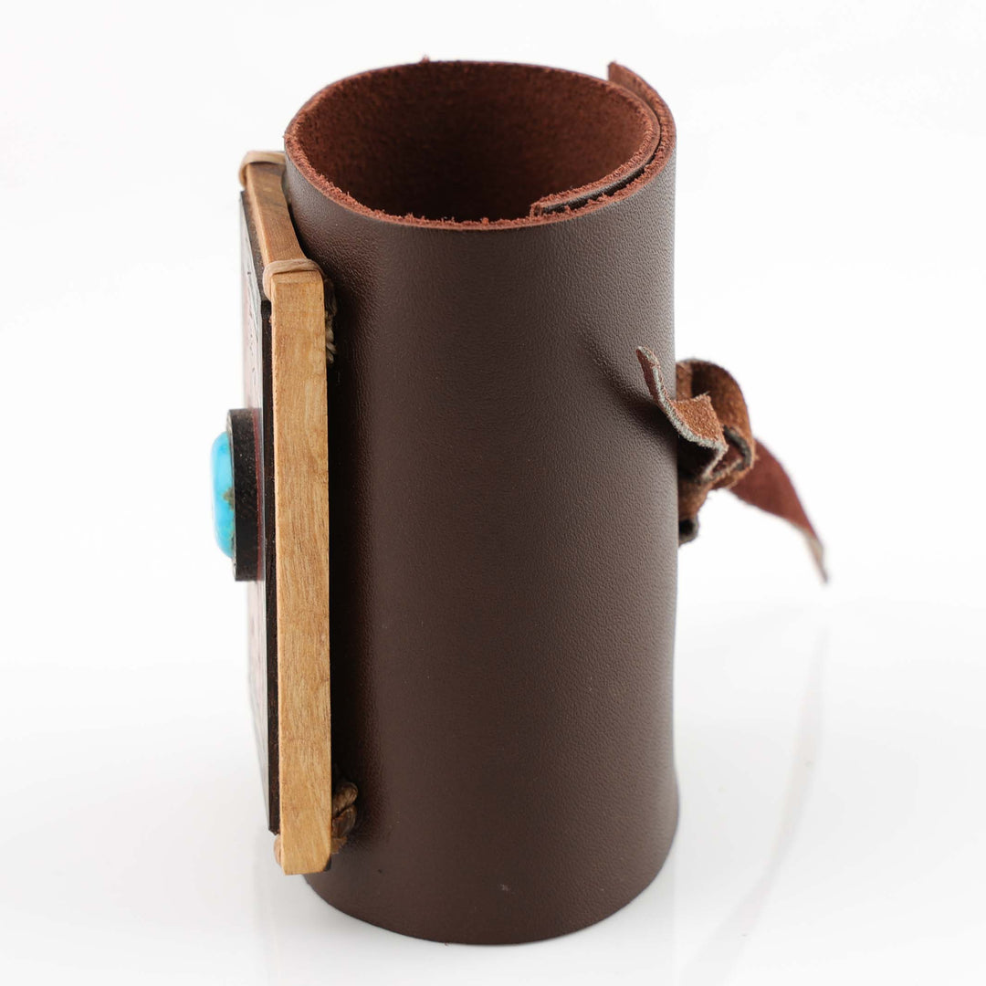 Kingman Turquoise Leather Cuff