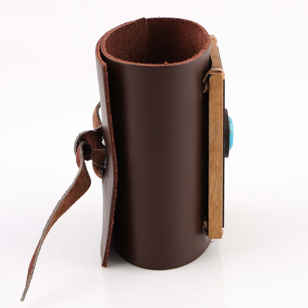 Kingman Turquoise Leather Cuff