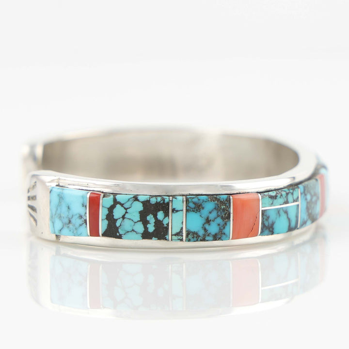 Turquoise and Coral Cuff
