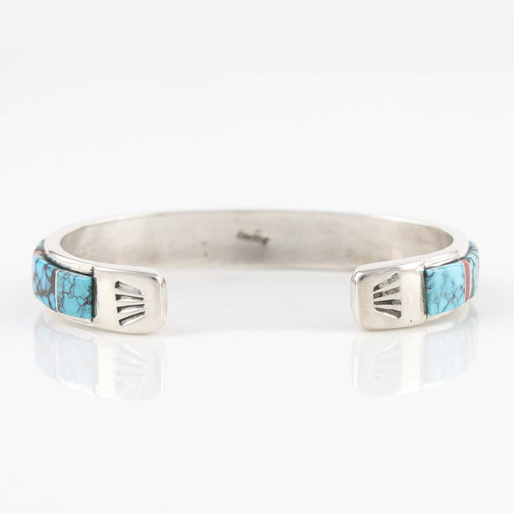 Turquoise and Coral Cuff