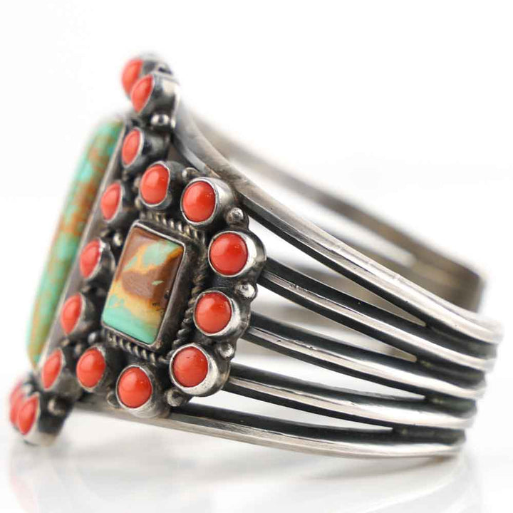 Royston Turquoise and Coral Cuff