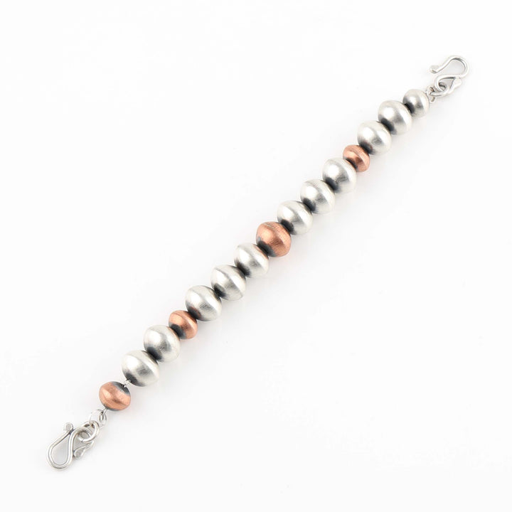 Silver and Copper Bead Bracelet