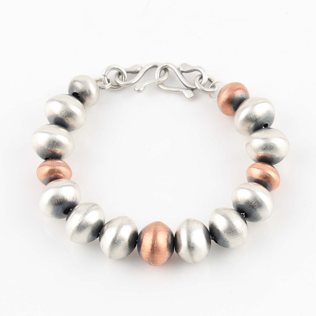 Silver and Copper Bead Bracelet