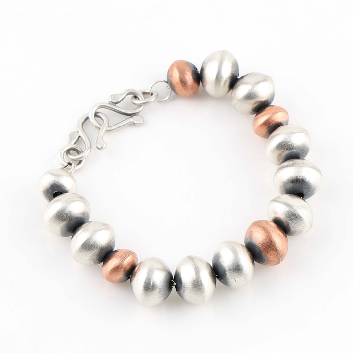 Silver and Copper Bead Bracelet