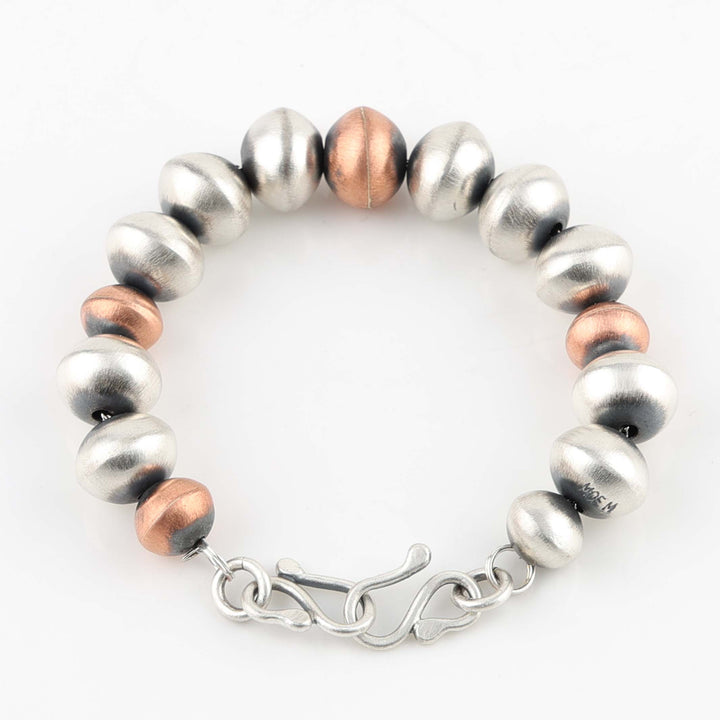 Silver and Copper Bead Bracelet