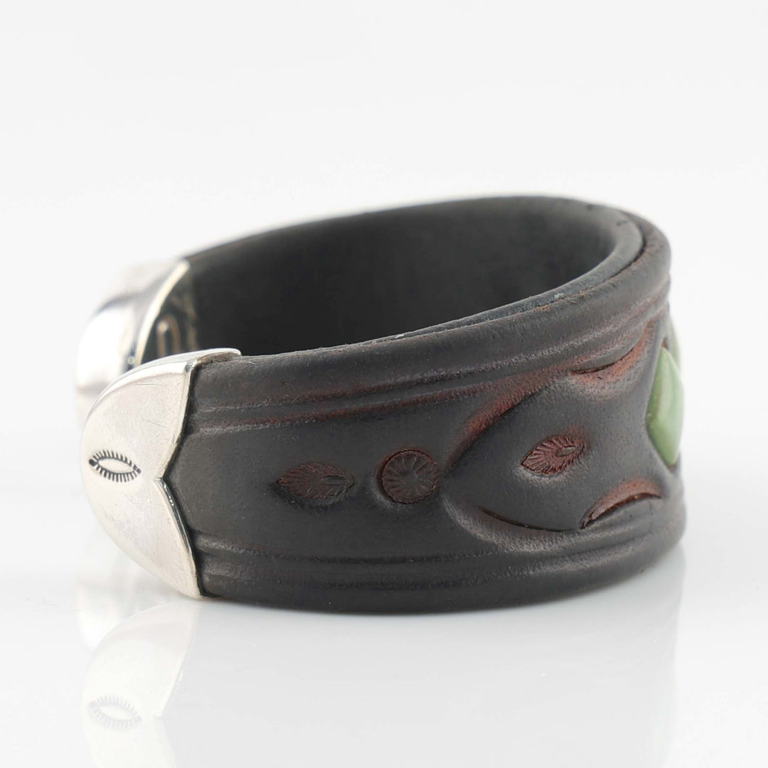 Turquoise and Leather Cuff