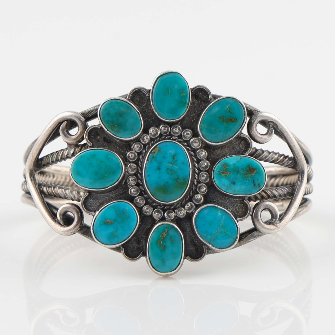 1940s Blue Gem Turquoise Cuff