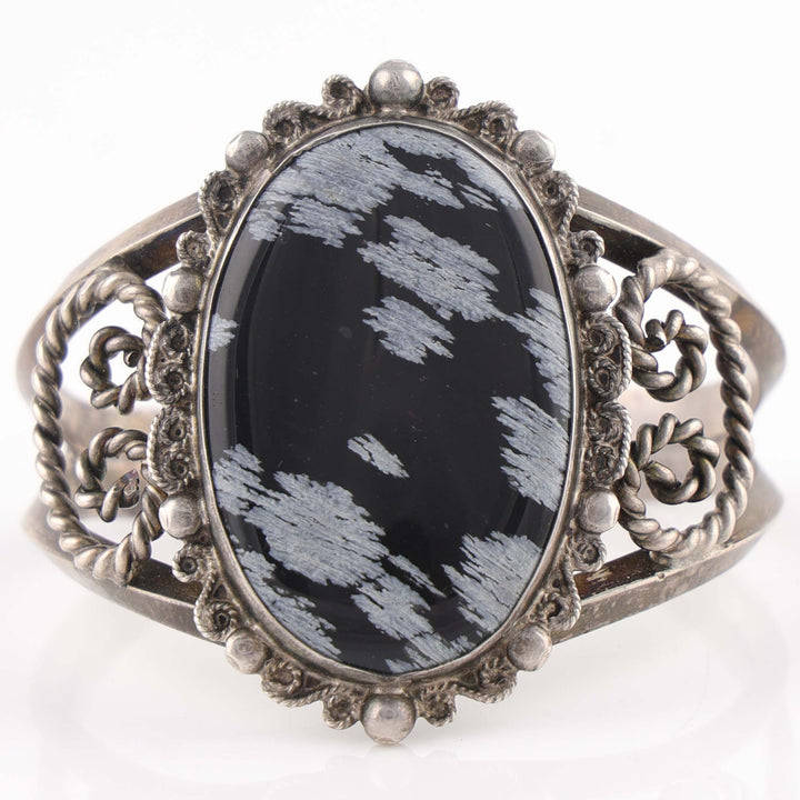 1940s Snowflake Obsidian Cuff