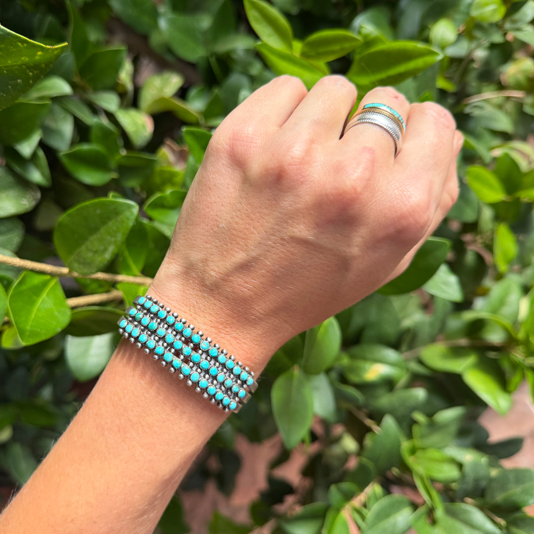 1940s Zuni Turquoise Row Bracelet