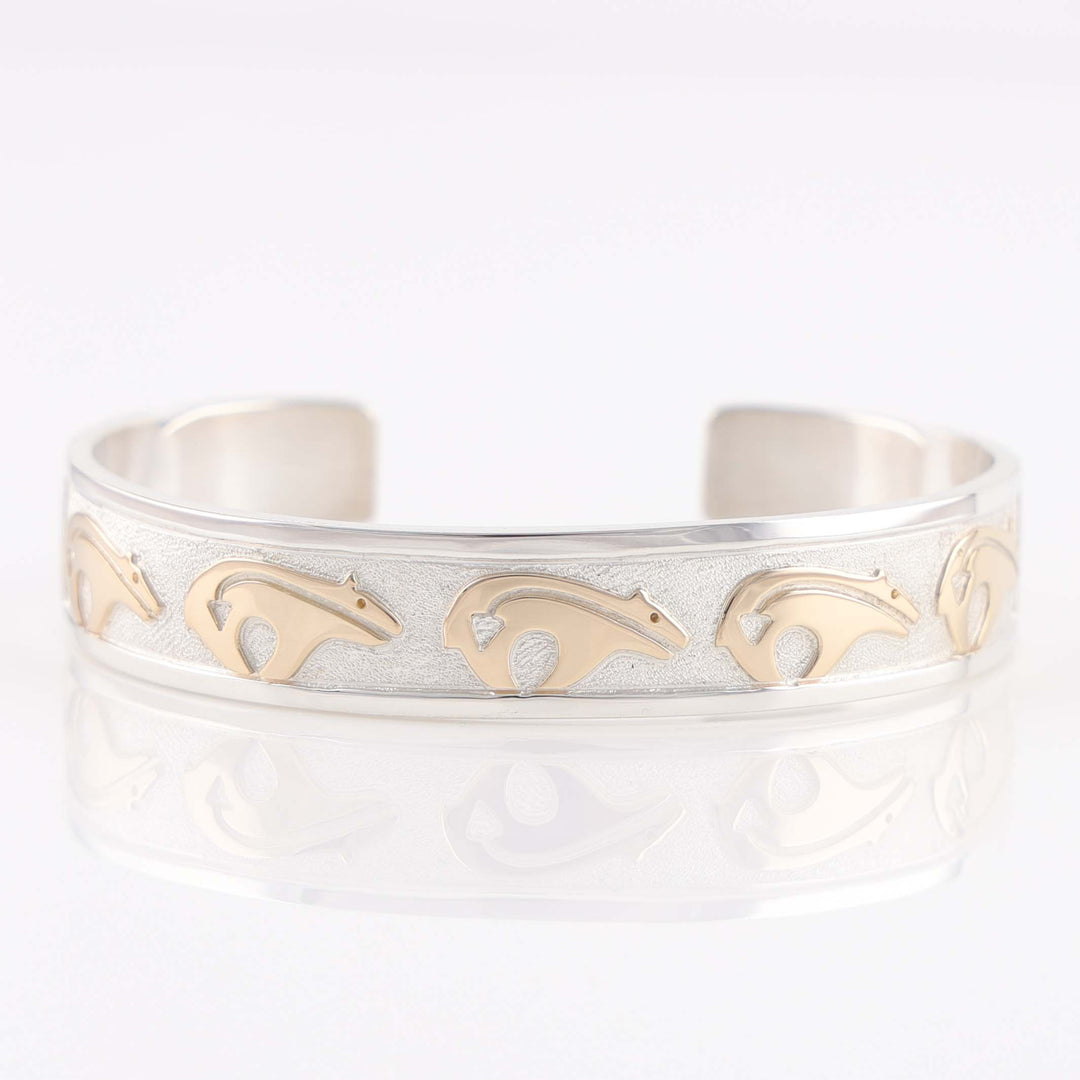 Gold on Silver Bear Cuff