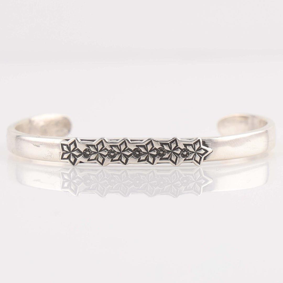 Silver Flower Cuff