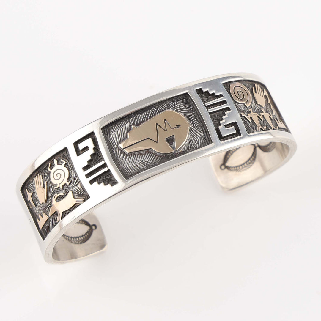 Gold on Silver Bear Cuff