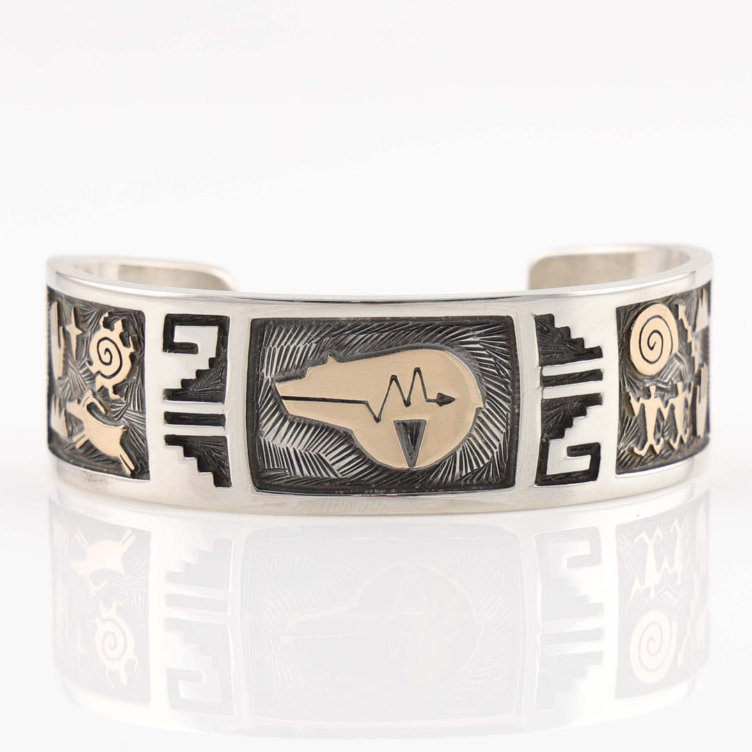 Gold on Silver Bear Cuff