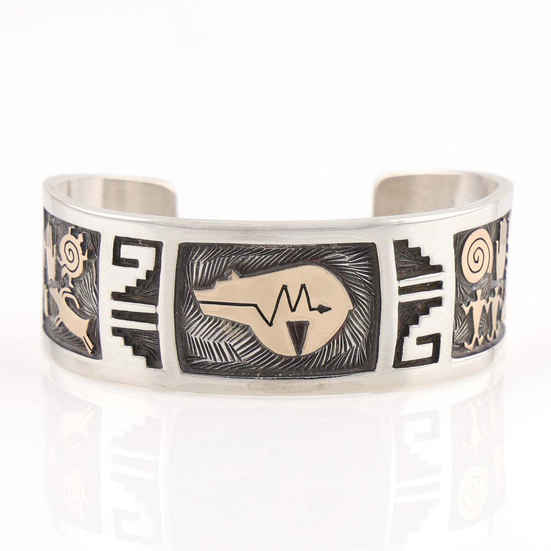 Gold on Silver Bear Cuff