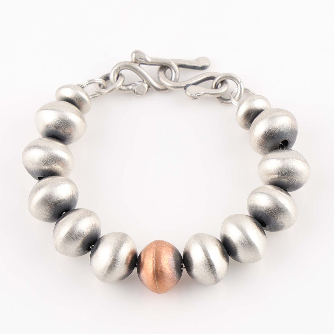 Navajo Silver and Copper Bead Bracelet