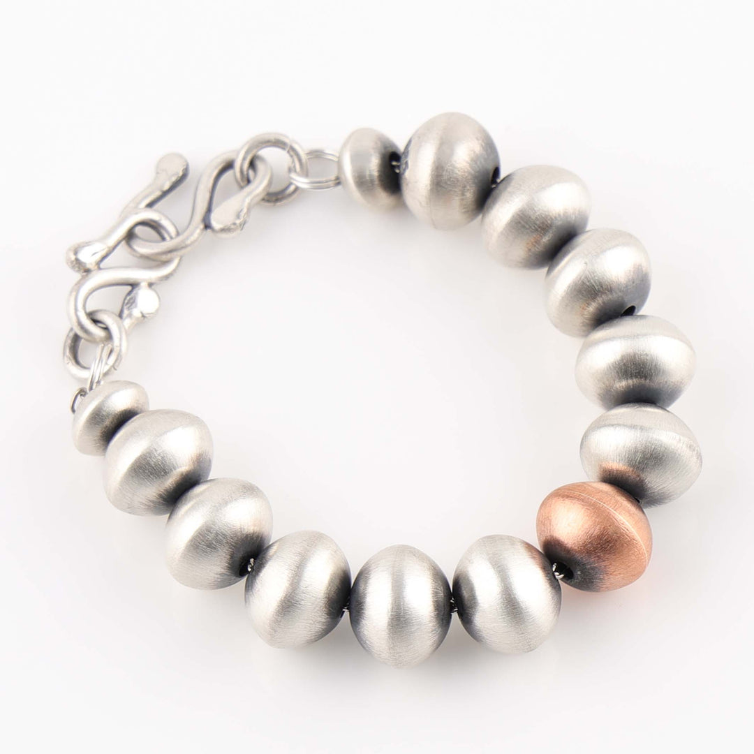Navajo Silver and Copper Bead Bracelet