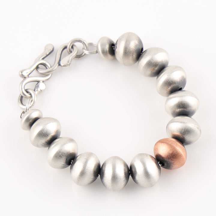 Navajo Silver and Copper Bead Bracelet