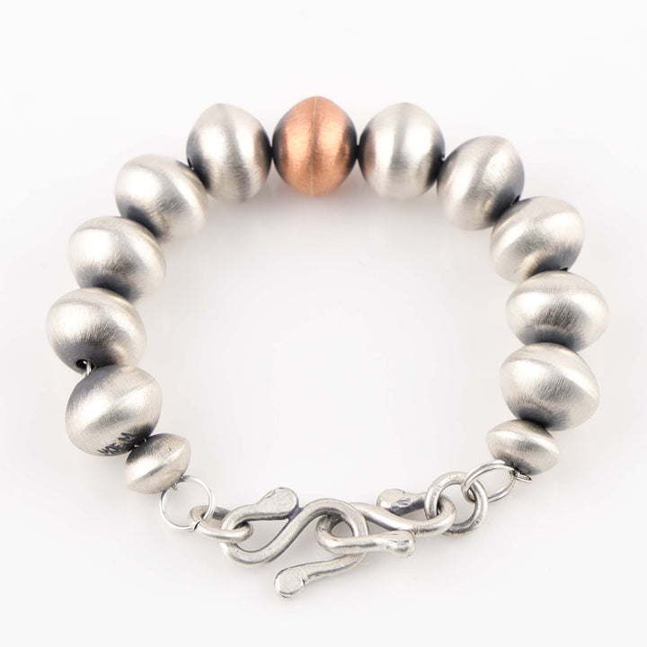 Navajo Silver and Copper Bead Bracelet
