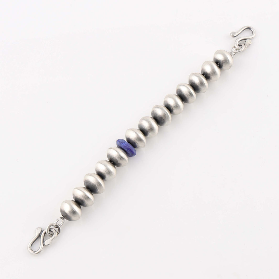 Navajo Silver and Lapis Bead Bracelet