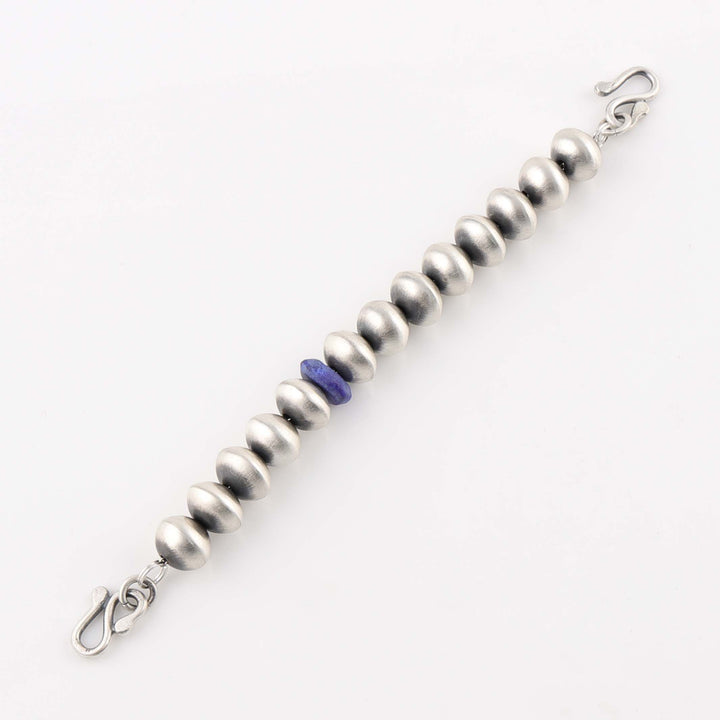 Navajo Silver and Lapis Bead Bracelet