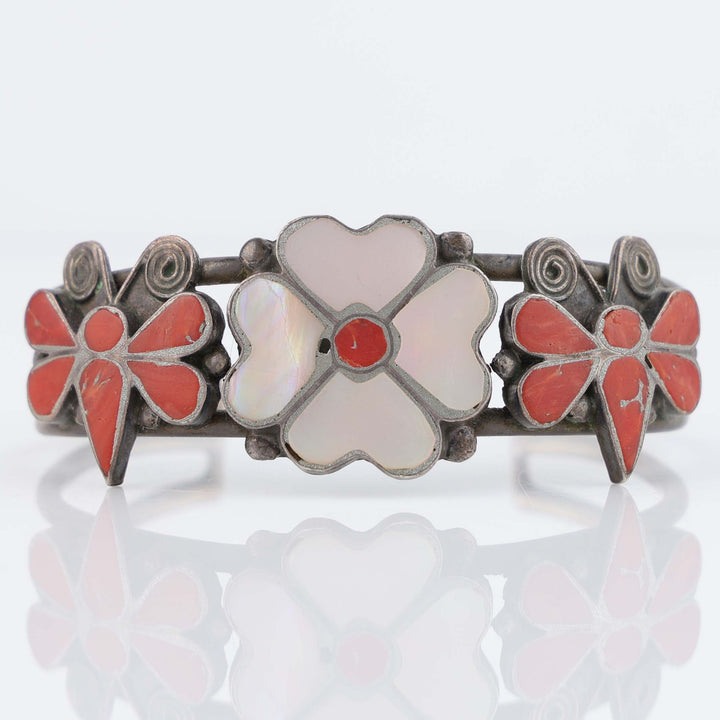 1960s Flower and Dragonfly Cuff