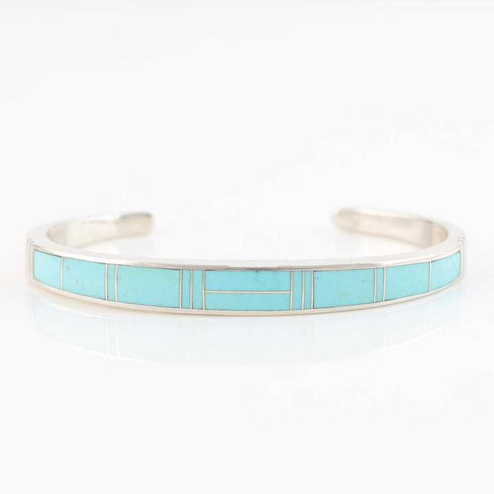 Navajo Kingman Turquoise Inlay Cuff
