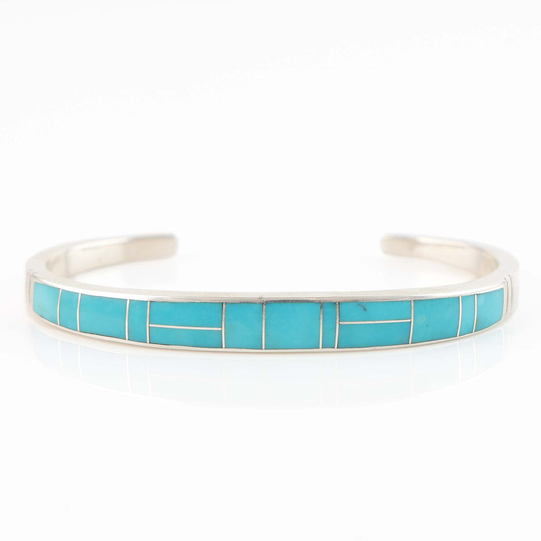 Navajo Kingman Turquoise Inlay Cuff