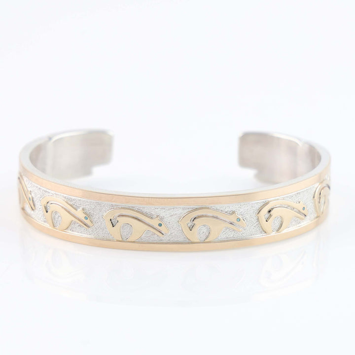 Gold on Silver Bear Cuff