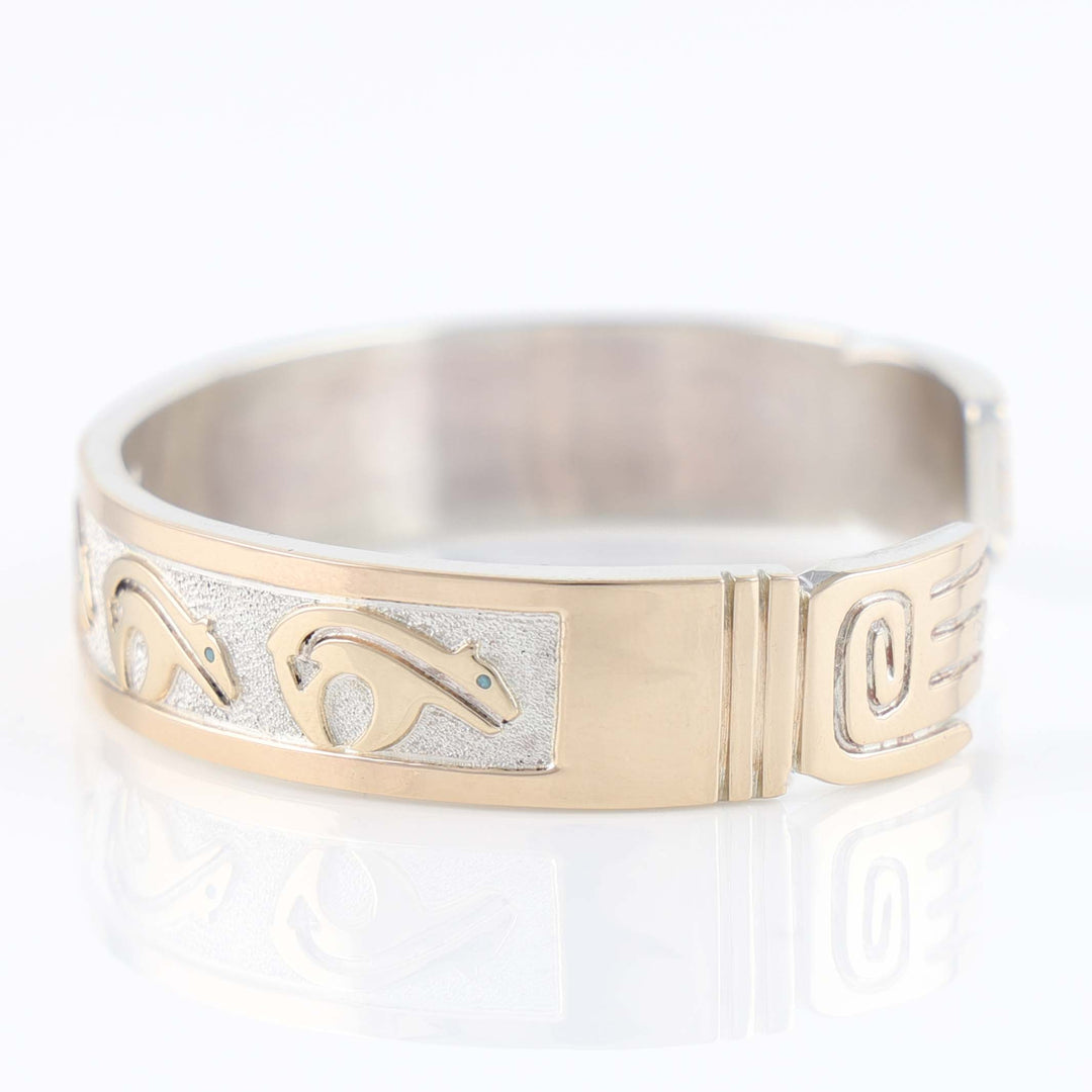Gold on Silver Bear Cuff