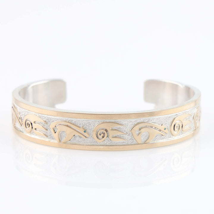 Gold on Silver Bear Cuff