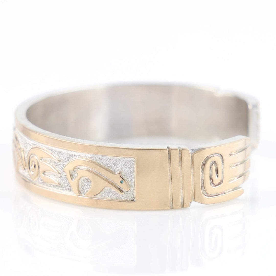Gold on Silver Bear Cuff