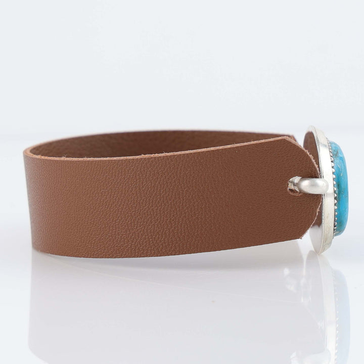 Navajo Ithaca Peak Turquoise Leather Bracelet