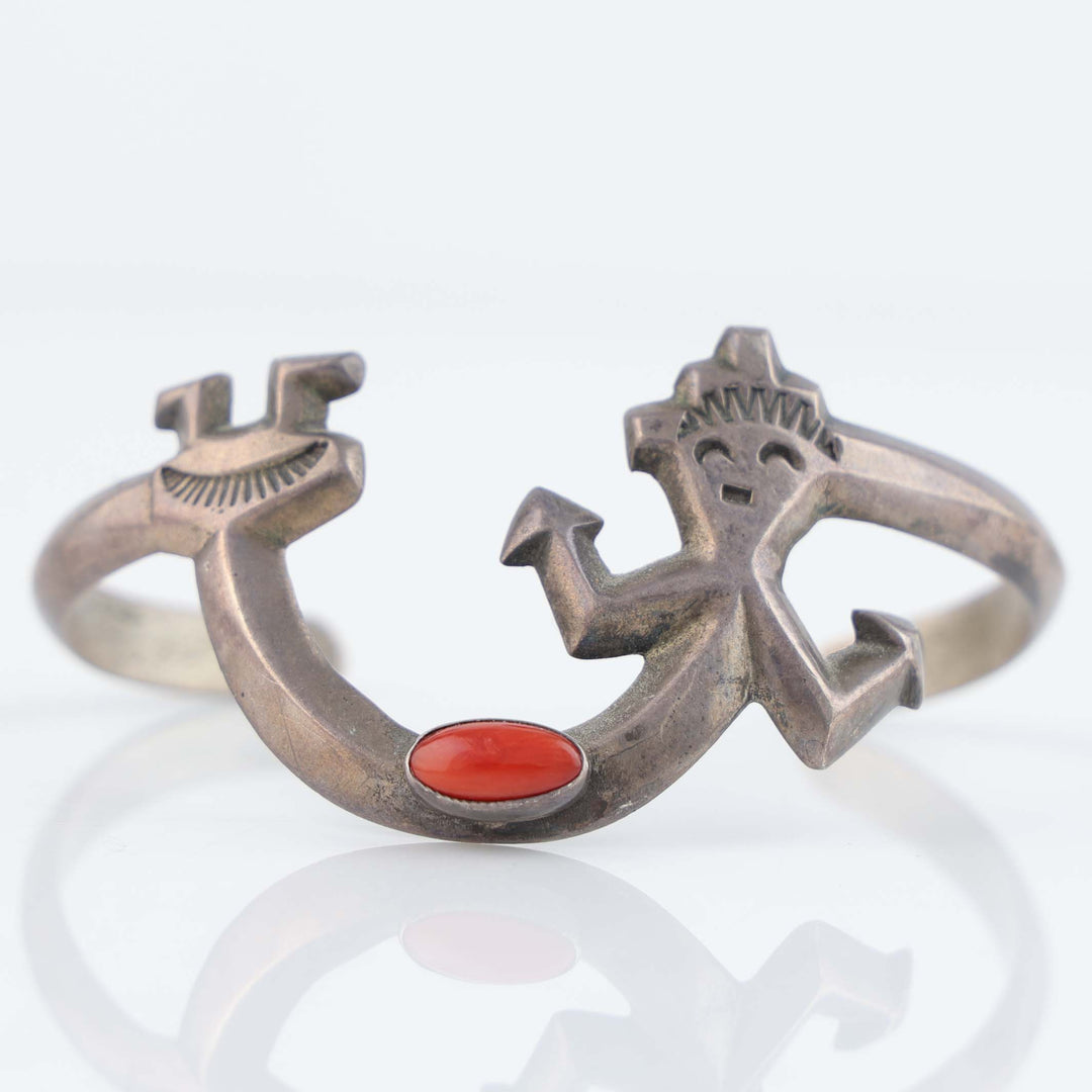 1980s Coral Rainbow Yei Cuff