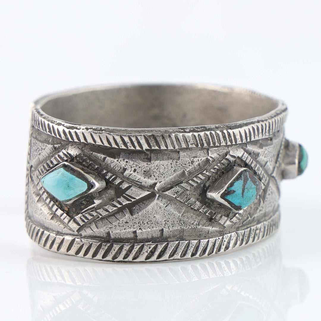 Turquoise and Coin Silver Cuff