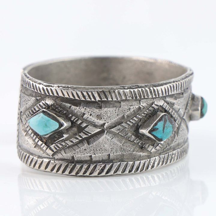 Turquoise and Coin Silver Cuff