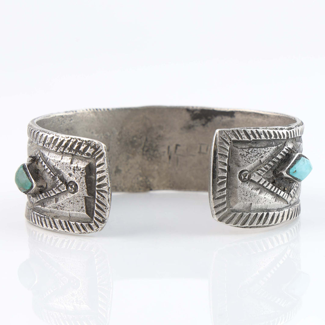 Turquoise and Coin Silver Cuff
