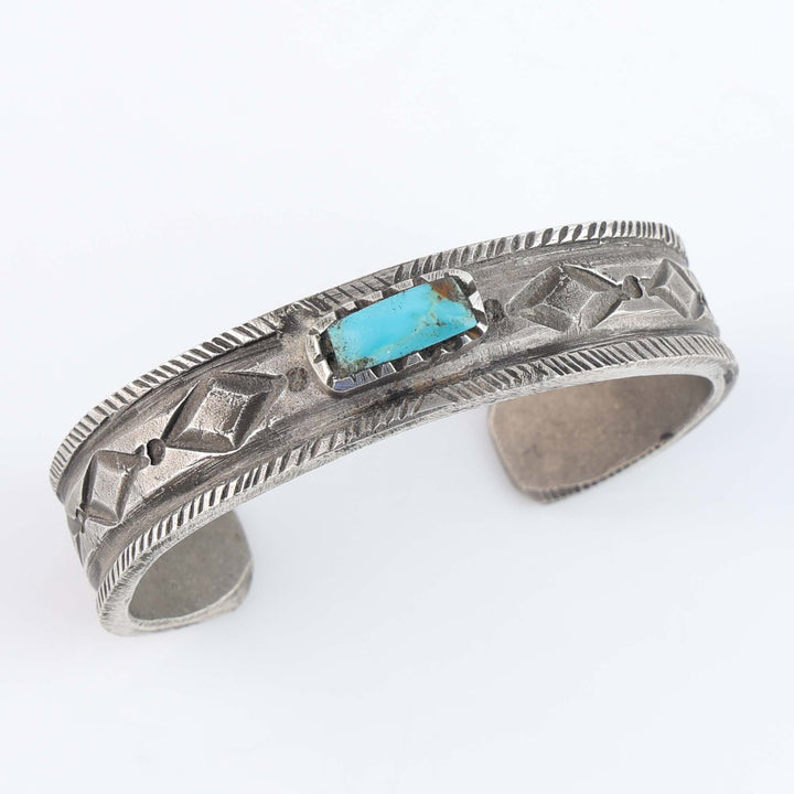 Turquoise and Coin Silver Cuff