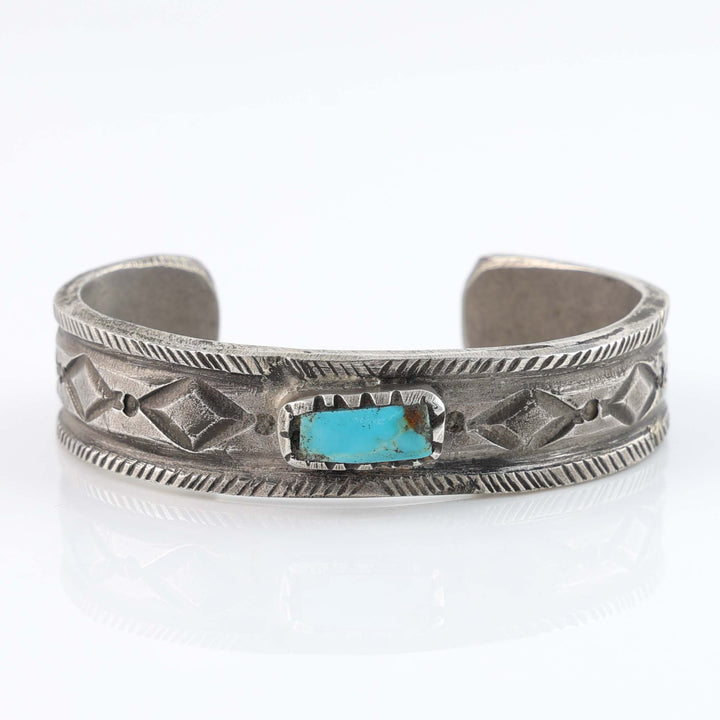 Turquoise and Coin Silver Cuff