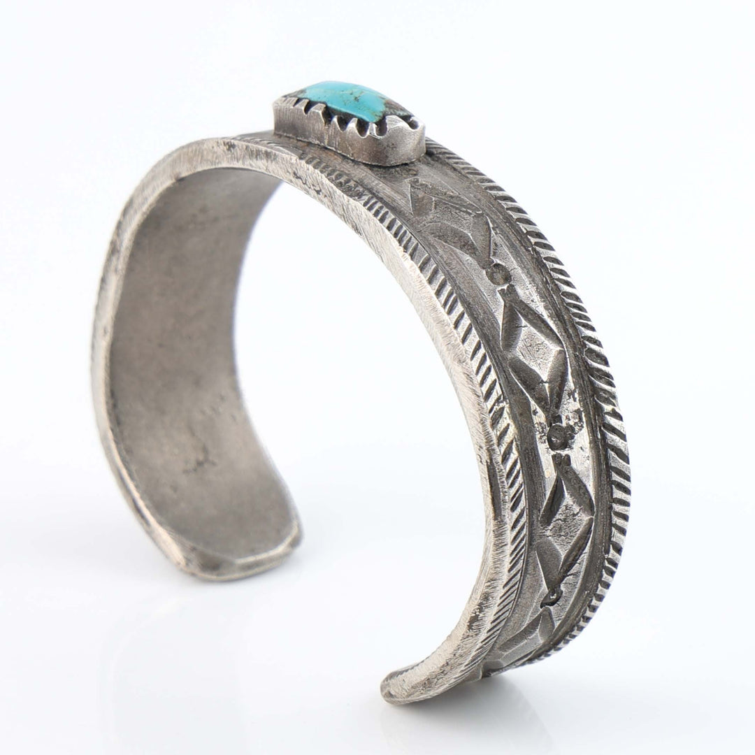 Turquoise and Coin Silver Cuff