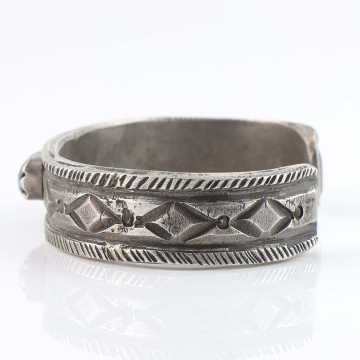 Turquoise and Coin Silver Cuff