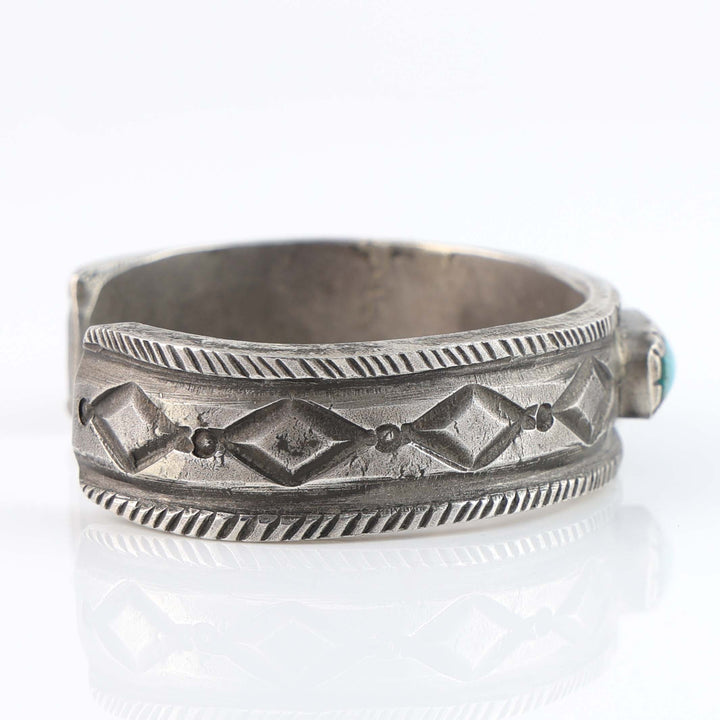 Turquoise and Coin Silver Cuff